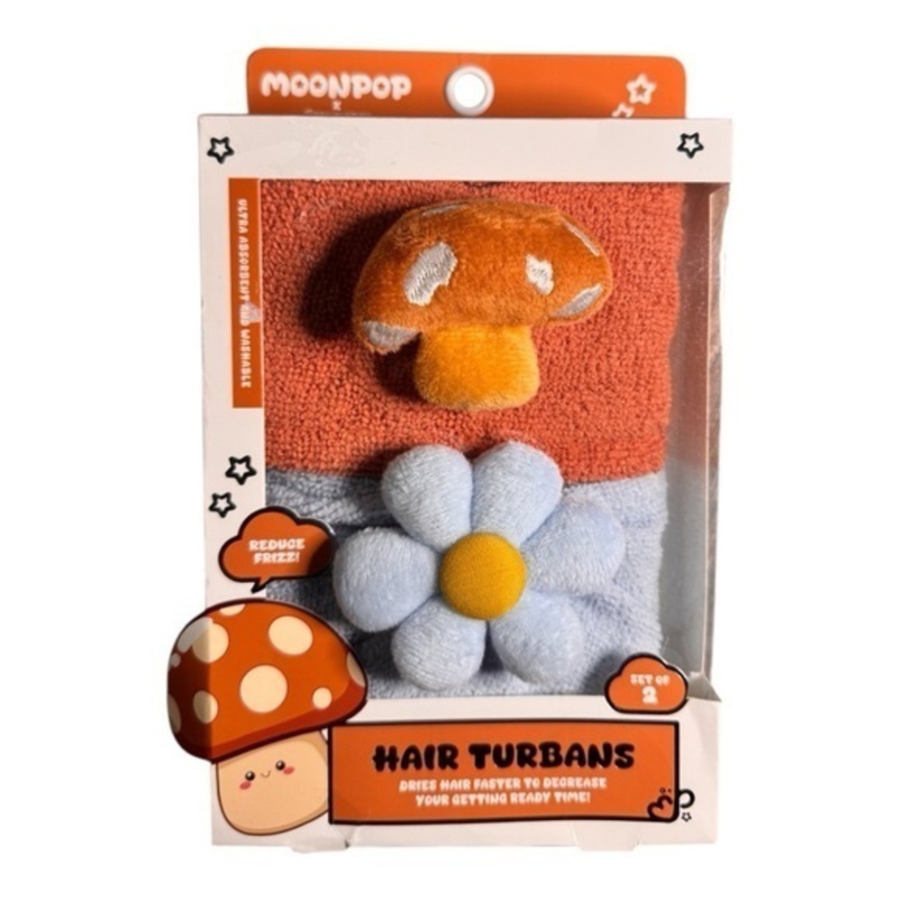 3/$25 Moonpop x Sundays Hair Spa Soft Headband Turban Set of 2 Mushrooms Flowers
